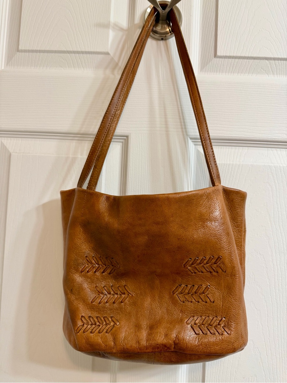 Leather Tote Bag in Tan - Classic Women's Shoulder Bag